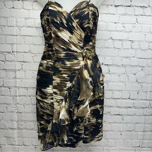 KURT THOMAS SILK Elegant Strapless Brown and Black Dress SIZE 2